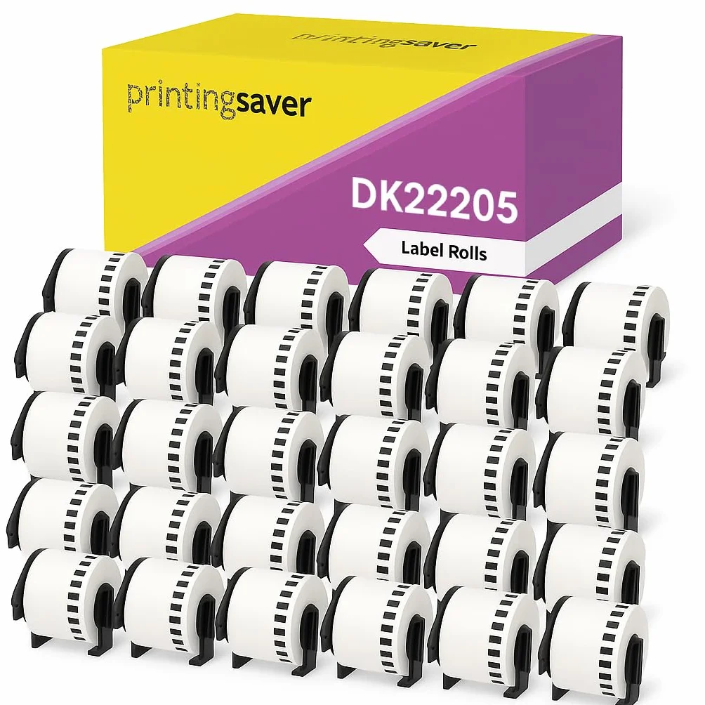 Printing Saver 30 Ersatz Brother DK-22205 Weiße Adressetiketten Kompatibel mit P-Touch QL-570 QL-500 710W 810W Brother Label Printer (62 mm x 30,48 m)