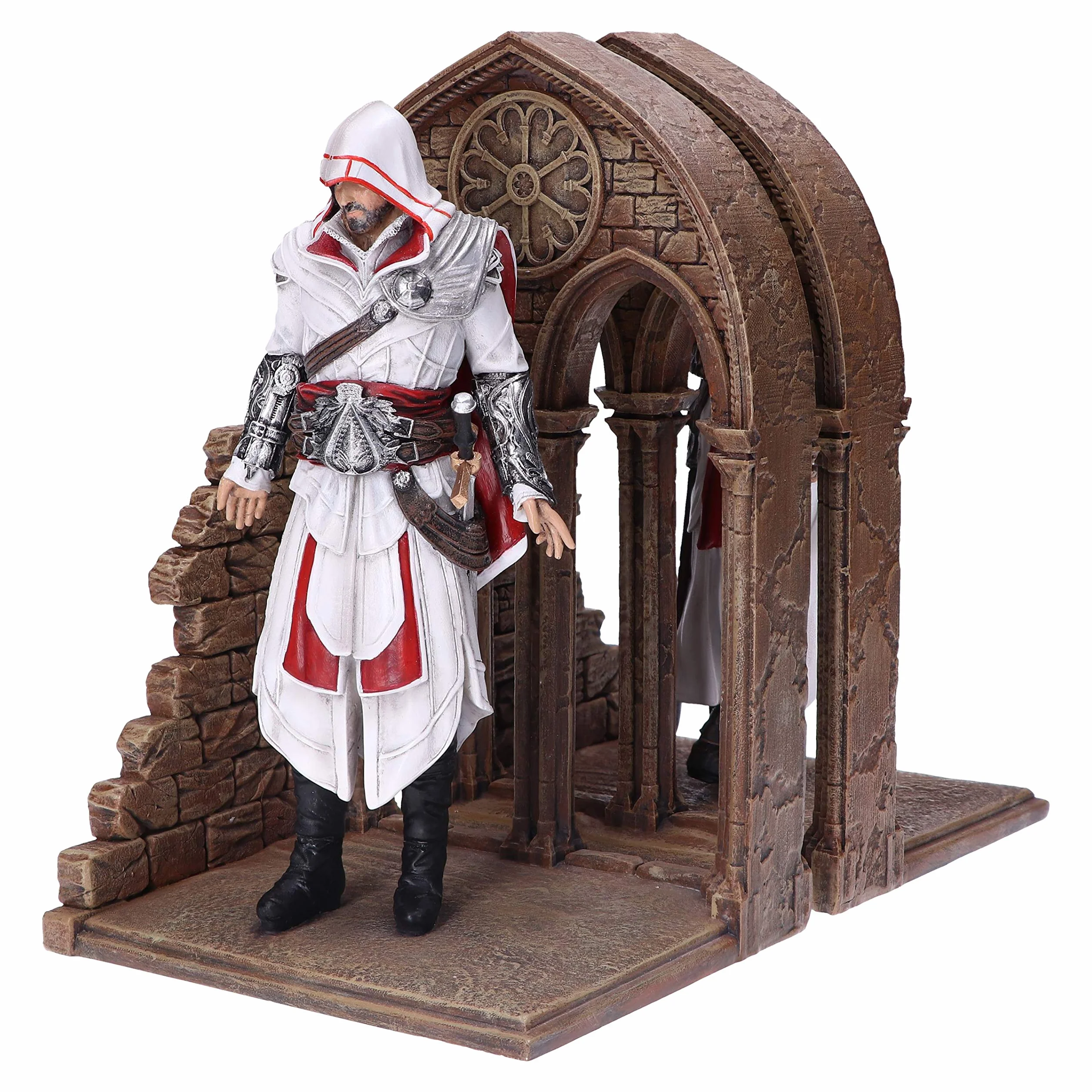 Nemesis Now Assassin's Creed Altair und Ezio Library Gaming-Buchstützen, Kunstharz, Braun, 24 cm