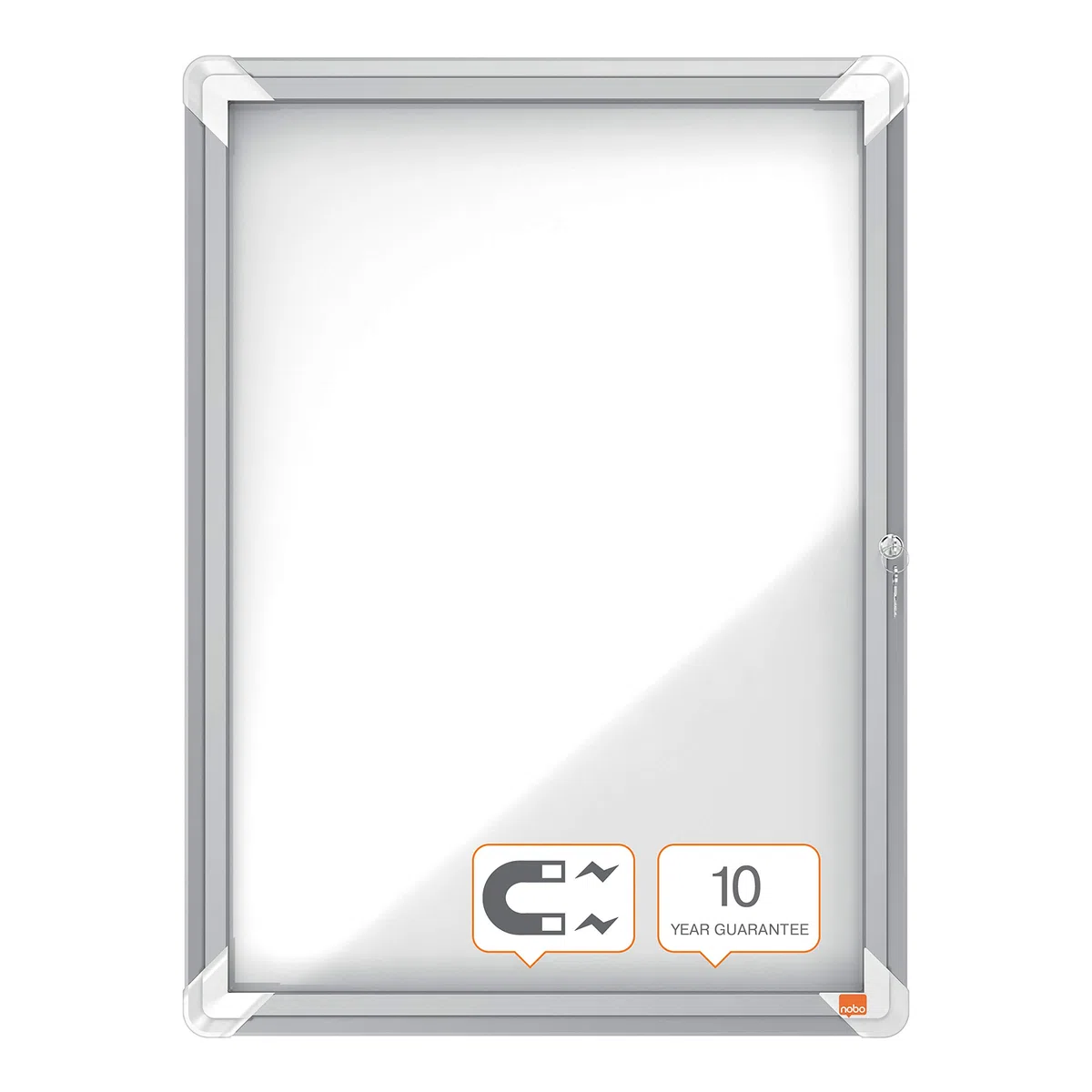 Nobo abschließbarer Schaukasten mit magnetischer Notiztafel, 4 x A4, Premium Plus, Weiß, 1902557