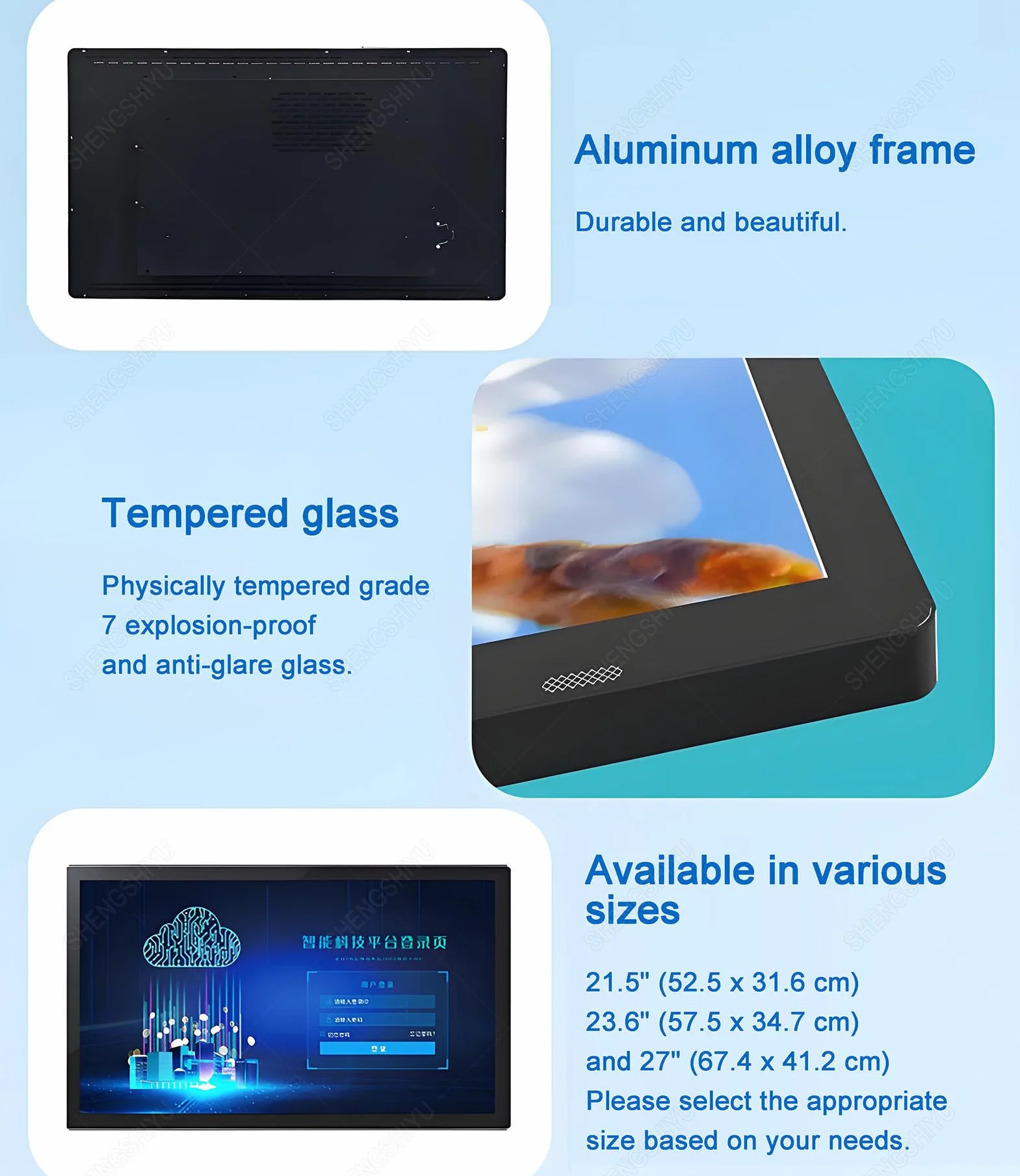 LED Display Screen zur Wiedergabe von Videos/Bildern,Wandmontage/Eingebaut,Querformat/Hochformat,Fernveröffentlichung/USB-Veröffentlichung,Elektronische Werbetafel 21.5"