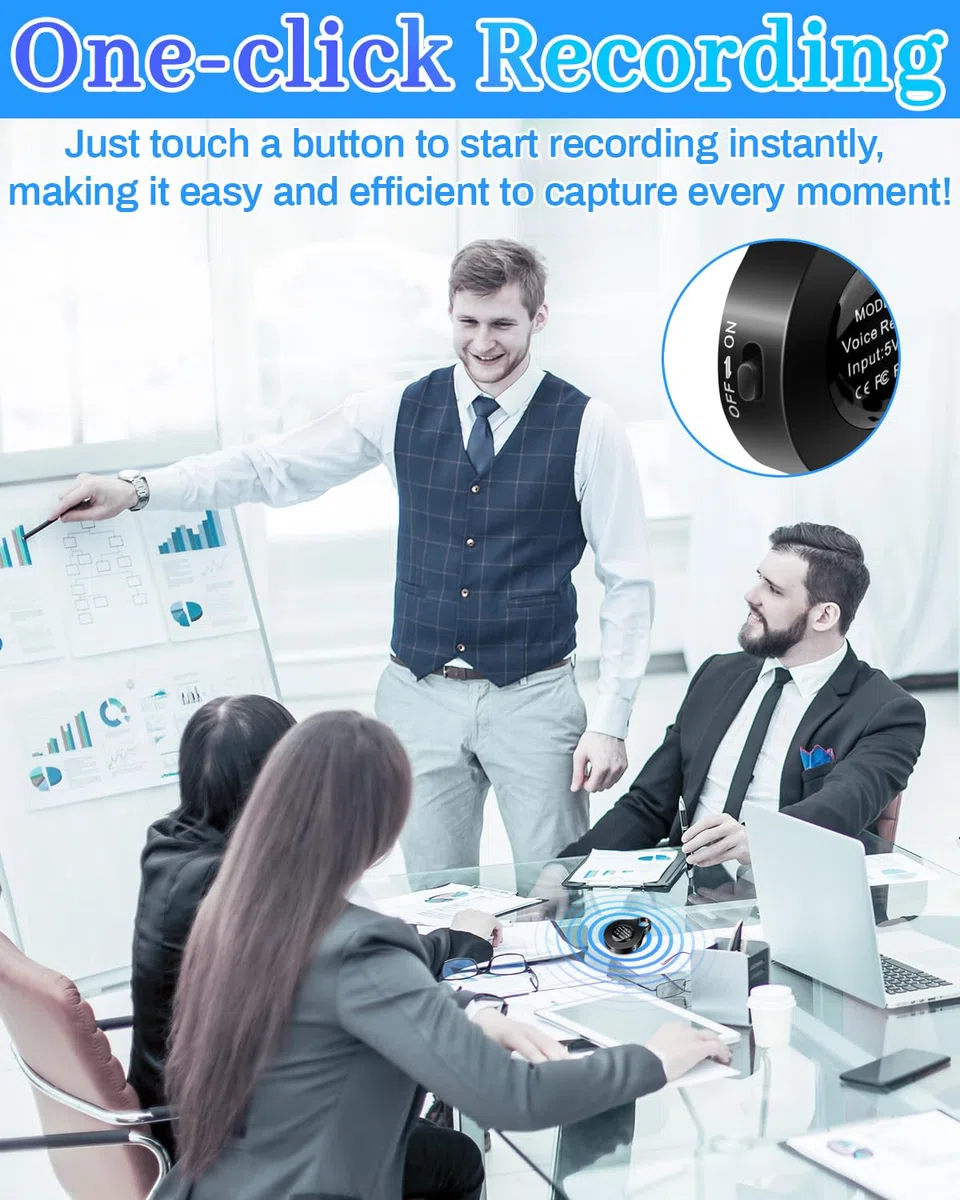 32GB Diktiergerät Mini, Voice Recorder Mini mit Schlüsselanhänger, 1536kpbs Aufnahmegerät mit Rauschunterdrückung, 500 Stunden Kapazität & 20h Laufzeit, Ideal für Meetings, Interviews & Vorträge