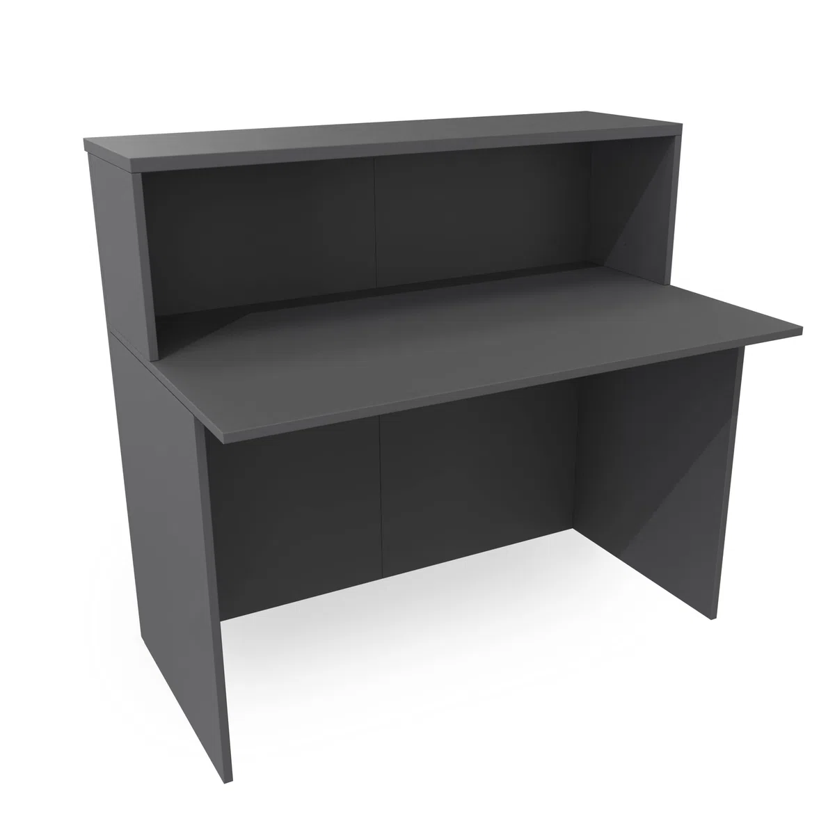 EIGENTLICH Empfangstheke modular moderne Rezeptionstheke Empfangstresen Hotellobby Empfangsbereich Bürotheke Praxistheke mit großer Arbeitsfläche Farbe anthrazit 120x75x110,5cm