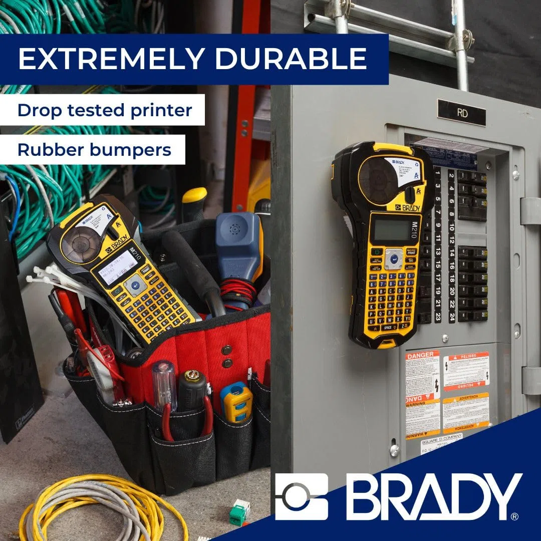Brady M210 tragbare Etikettendrucker - Beschriftungsgerät & portable Label Printer - Etikettierer Drucker Gerät für Etiketten & beschriften - inkl. 1 Etikettenpatrone - ersetzt BMP21-PLUS