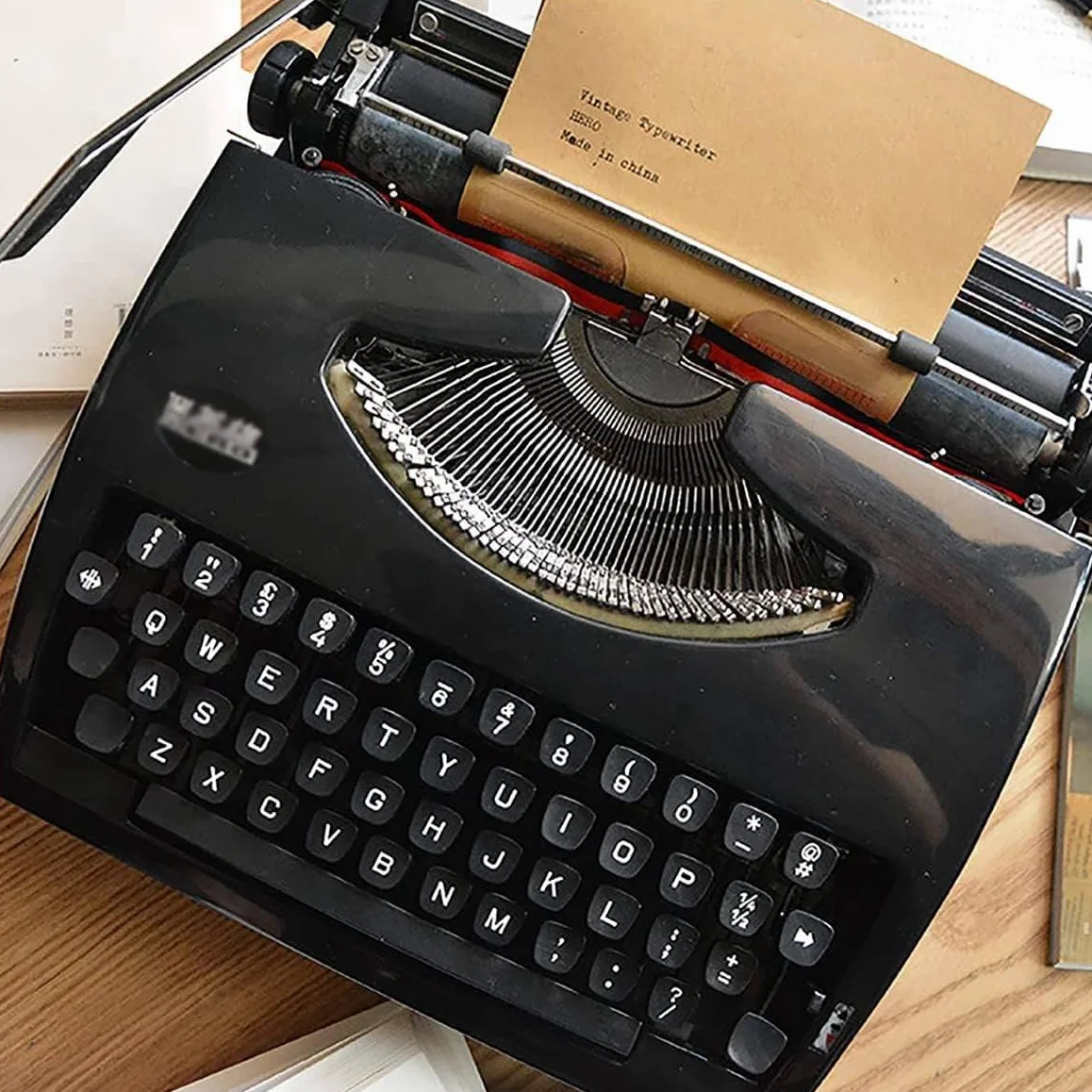 Vintage Schreibmaschine Modell,Elektrische Schreibmaschine mit Korrektur,Tragbare Retro manuelle Schreibmaschine,für Notizen oder Briefe oder kreatives Schreiben,literarisches,Black