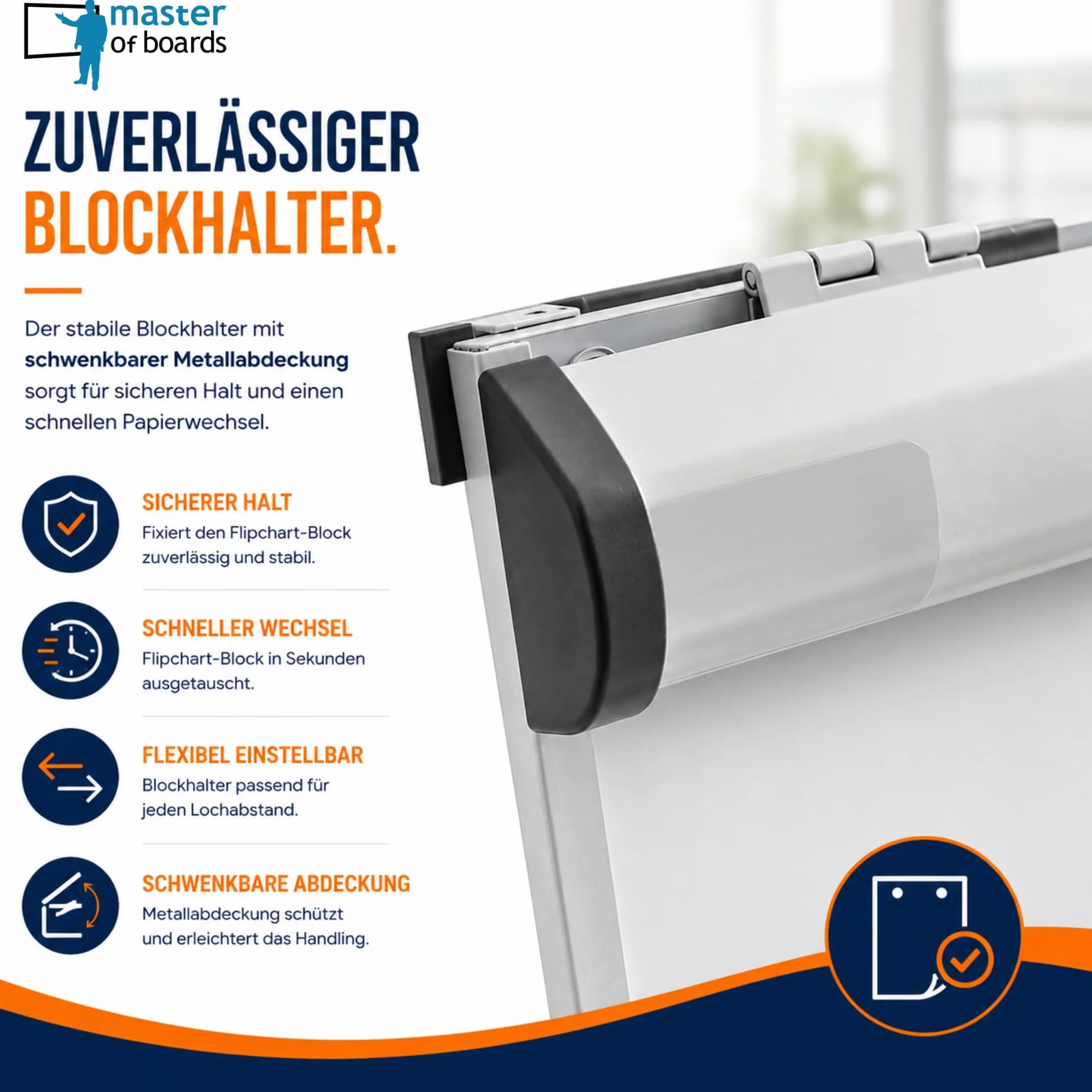 MOB Flipchart Ständer Whiteboard fahrbar mit Rollen Ständer 73x105cm | Höhenverstellbar bis 210cm, Beschreibbar, Trocken abwischbar, magnetisch, Flip Chart mit Magnettafel rollbar & Seitenarmen Shark