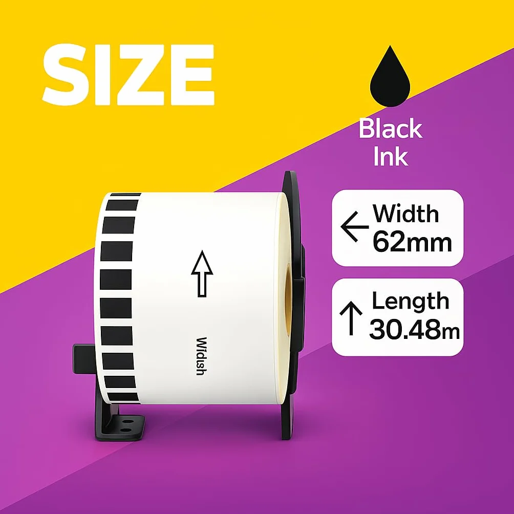 Printing Saver 30 Ersatz Brother DK-22205 Weiße Adressetiketten Kompatibel mit P-Touch QL-570 QL-500 710W 810W Brother Label Printer (62 mm x 30,48 m)