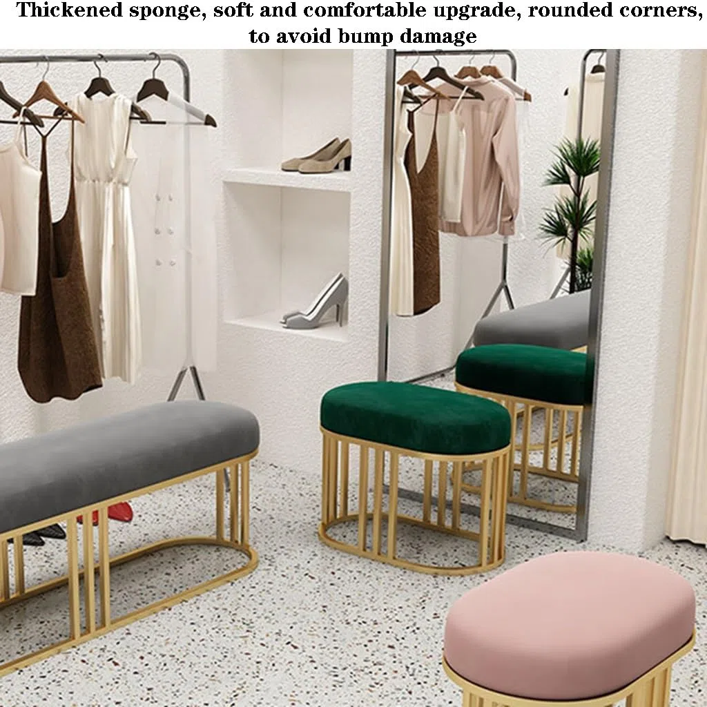 EsEntL Schuh-Eingangsbank, Schuhsitz, Schuhbank mit gepolstertem Stoff-Sitzkissen, perfekt für Eingangsbereich, Flur, Wohnzimmer, Schlafzimmer (Farbe: Grün, Größe: 60 x 35 x 45 cm)
