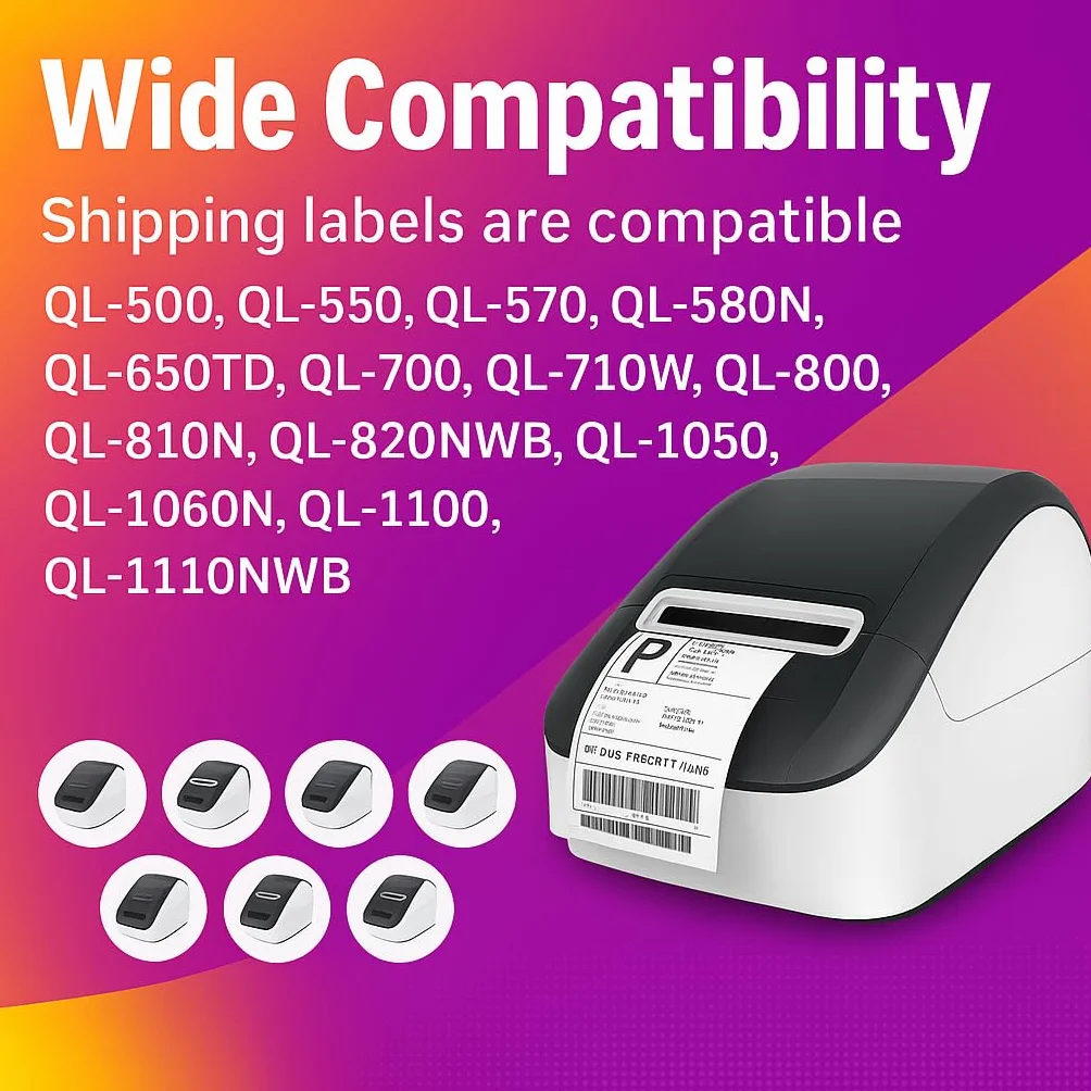 Printing Saver 30 Ersatz Brother DK-22205 Weiße Adressetiketten Kompatibel mit P-Touch QL-570 QL-500 710W 810W Brother Label Printer (62 mm x 30,48 m)