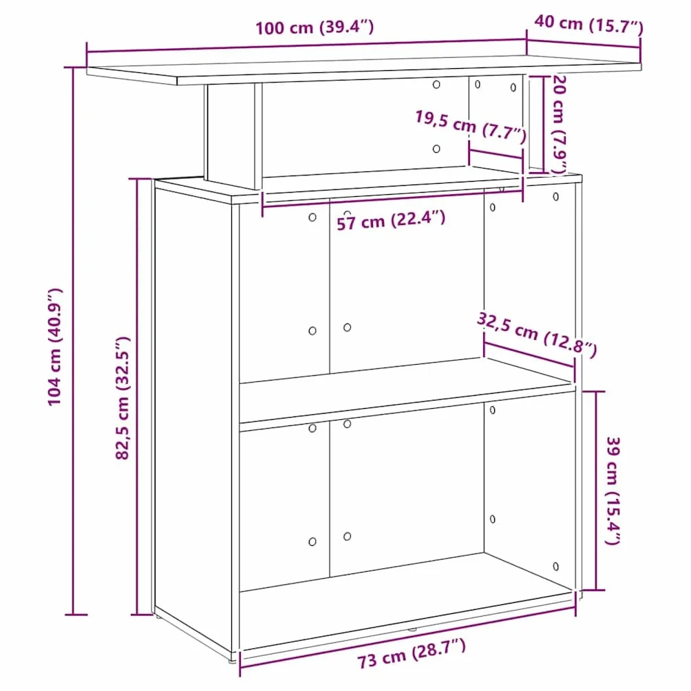 Hommdiy Empfangstheke Räuchereiche 100x40x104 cm Salon Kassentheke Büro Empfangstisch Holzwerkstoff