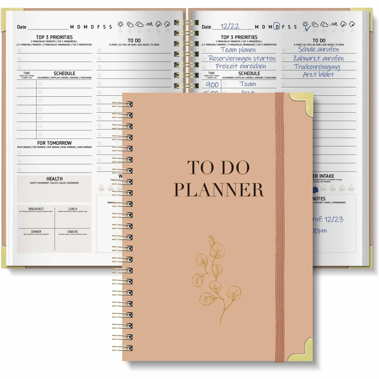 BIROYAL Tagesplaner undatiert A5 | 120-Tage To Do Planer für Aufgaben & Notizen | To Do Listen Block | Tages- & Wochenplaner Spiralblock Hardcover | Perfekt für Büro & Schule | Tintenwäsche