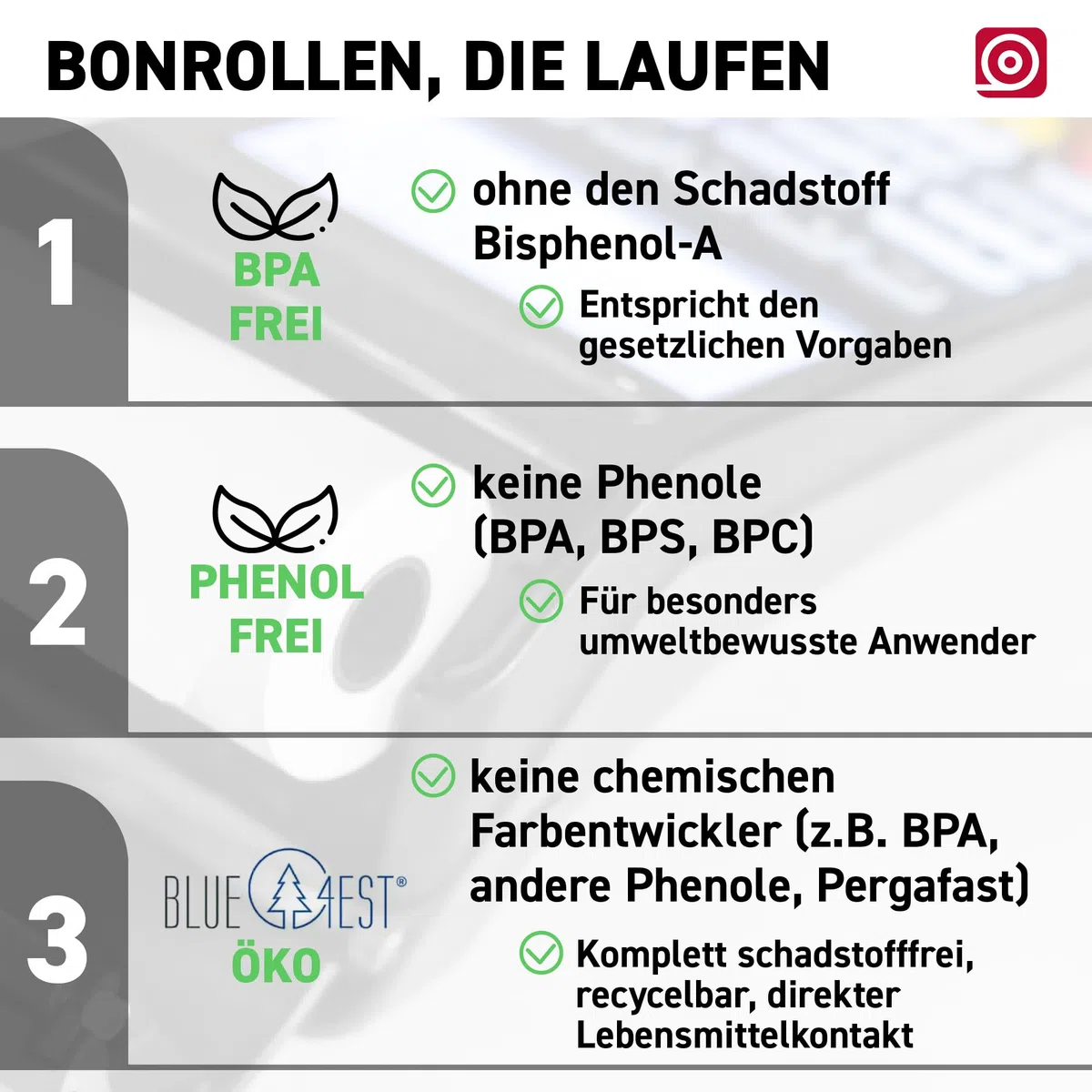 Thermorollen (80mm × 80m × 12mm) – hochwertige Bonrollen aus BPA-freiem Thermopapier – 20 Kassenrollen 72mm – für Epson TM-M30III, TM-T88V & weitere Kassenbondrucker & Kassensysteme