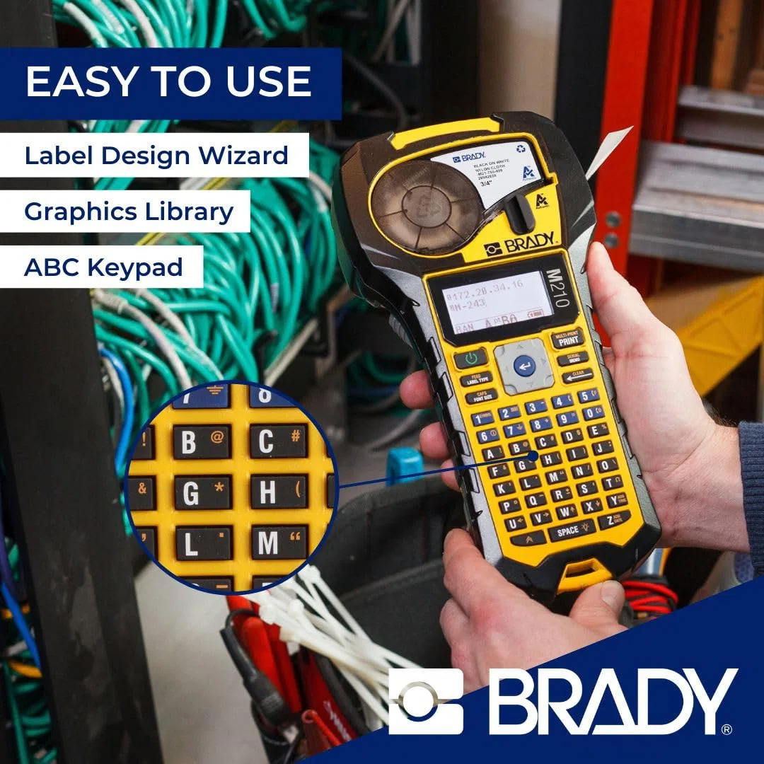 Brady M210 tragbare Etikettendrucker - Beschriftungsgerät & portable Label Printer - Etikettierer Drucker Gerät für Etiketten & beschriften - inkl. 1 Etikettenpatrone - ersetzt BMP21-PLUS