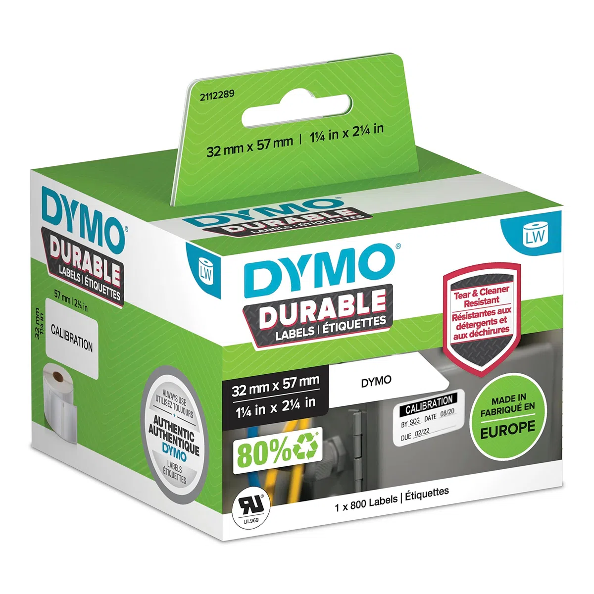DYMO Original LabelWriter Hochleistungs-Etiketten | 32 mm x 57 mm | weißes Kunststoff-Etikett | Rolle mit 800 Etiketten | für LabelWriter-Beschriftungsgerät