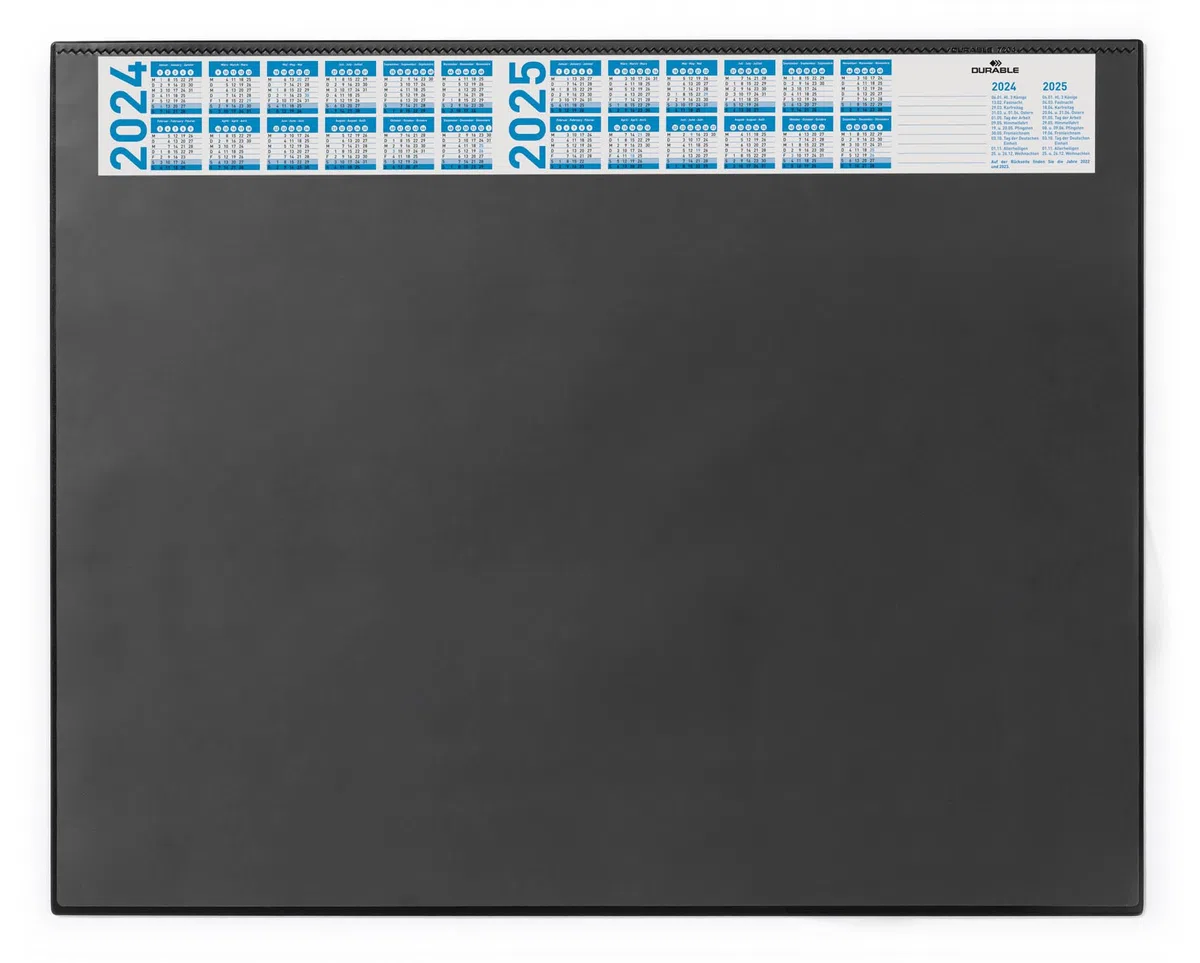 Durable Schreibtischunterlage, transparente Auflage, Kalender, schwarz