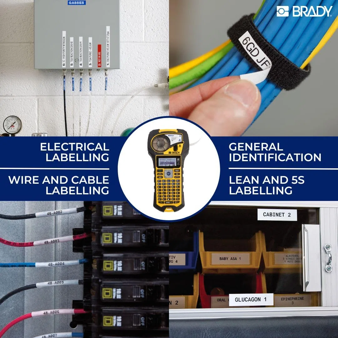Brady M210 tragbare Etikettendrucker - Beschriftungsgerät & portable Label Printer - Etikettierer Drucker Gerät für Etiketten & beschriften - inkl. 1 Etikettenpatrone - ersetzt BMP21-PLUS