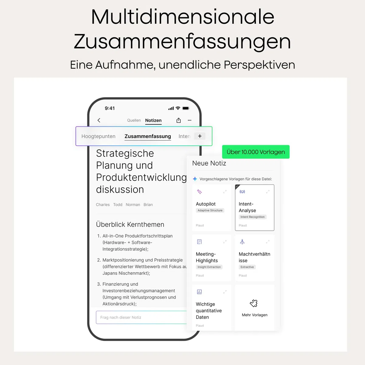 Plaud Note Pro und NotePin Paket mit 4 Zubehörteilen, KI Digitales Diktiergerät App-Steuerung, KI-Notizgerät, KI-Transkription & Zusammenfassung, 112 Sprachen, 64GB Speicher, Audiorekorder