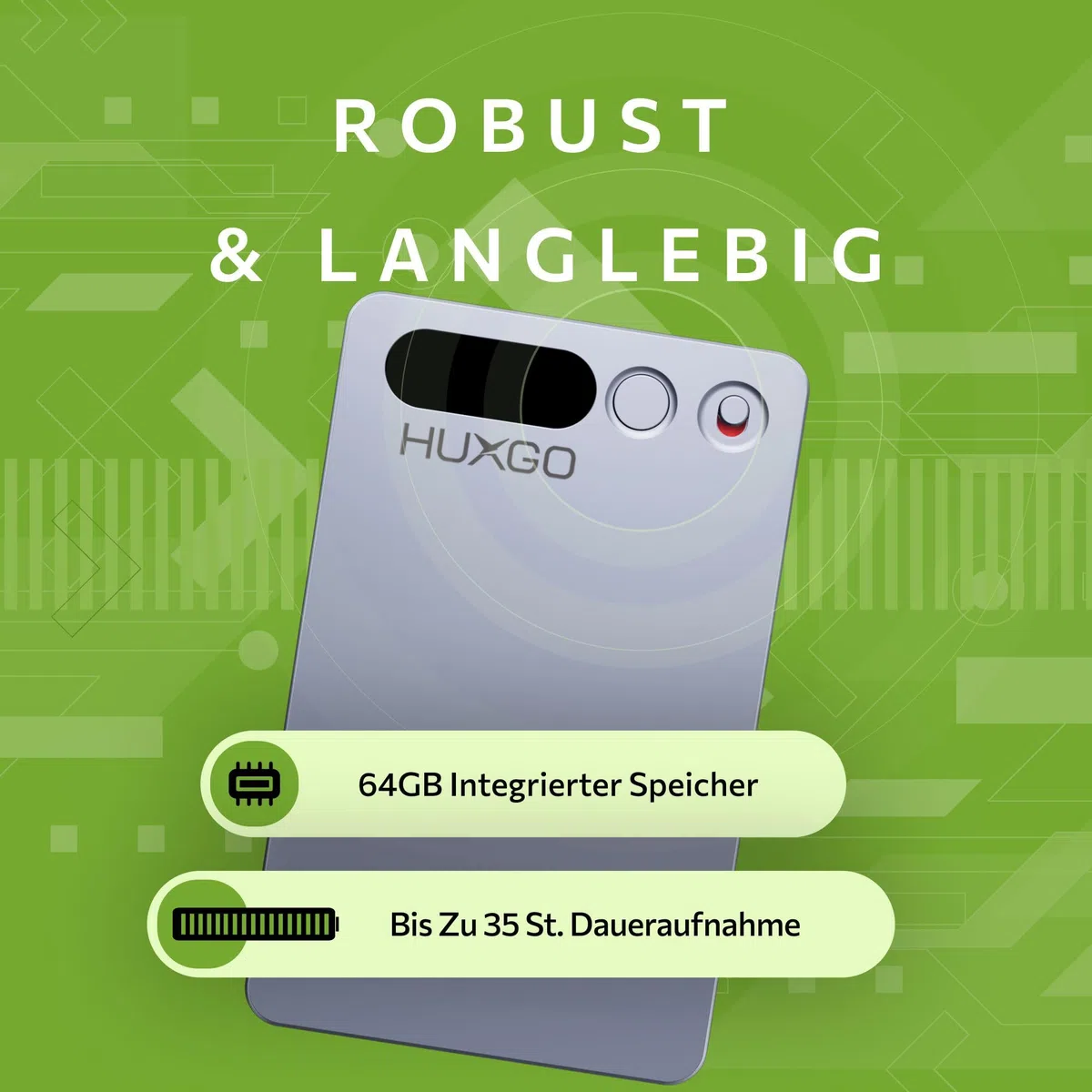 AI Diktiergerät 64GB – Dual-Mikrofon Rauschunterdrückung – 35 h Akku, Bluetooth 5.3 – App mit Transkription & Übersetzung (118+ Sprachen) – Voice Recorder mit Schreibfunktion