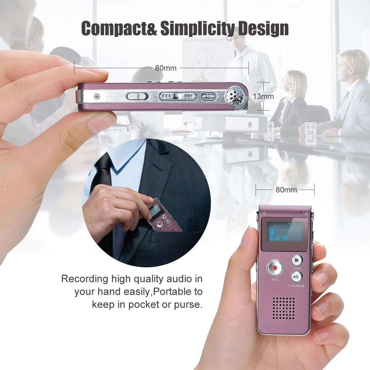 Digitales Diktiergerät,COVVY 8GB Audio Aufnahmegerät,Digitaler Voice Recorder mit Spracherkennung für Interview,Vorlesung,Unterricht,Meeting und Vorträge