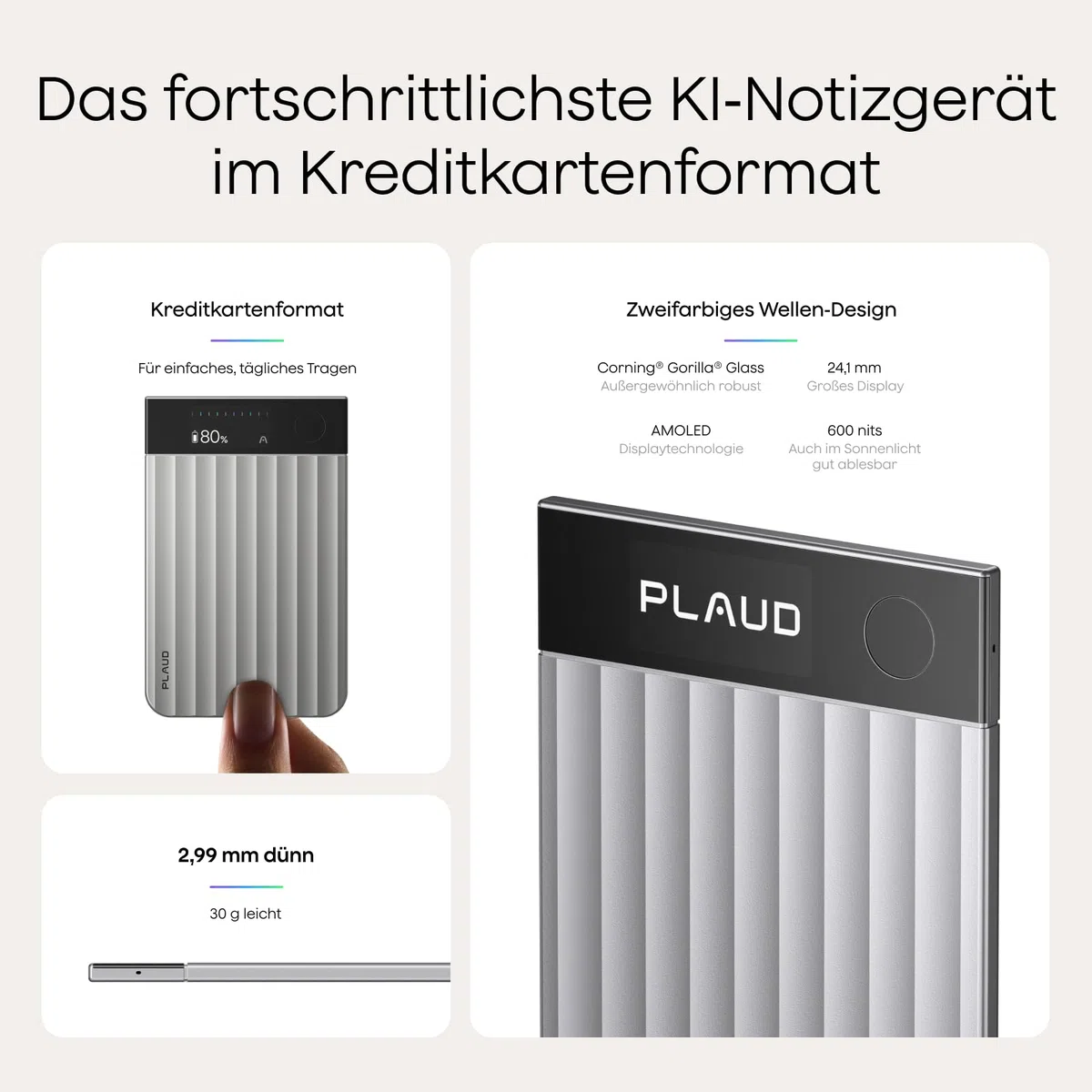Plaud Note Pro und Magnetische Hülle im Bundle (Dunkelblau), KI Digitales Diktiergerät App-Steuerung, KI-Notizgerät, KI-Transkription & Zusammenfassung, 112 Sprachen, 64GB Speicher, Audiorekorder