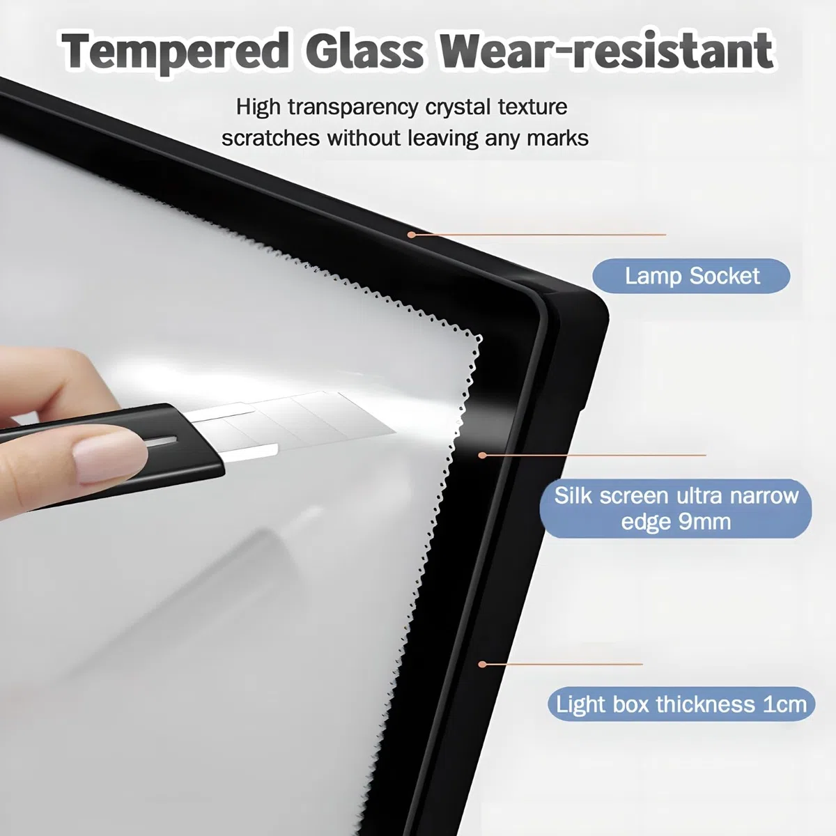 Wandmontierte LED -Leuchtkasten, LED -Poster -Menü Frame Montiert Werbeanzeige Rahmen, Ultra - Slim Temperedglas Beleuchtetes Menü -Board für Restaurants, Bars, Geschäfte, Cafés Black 30 * 120cm