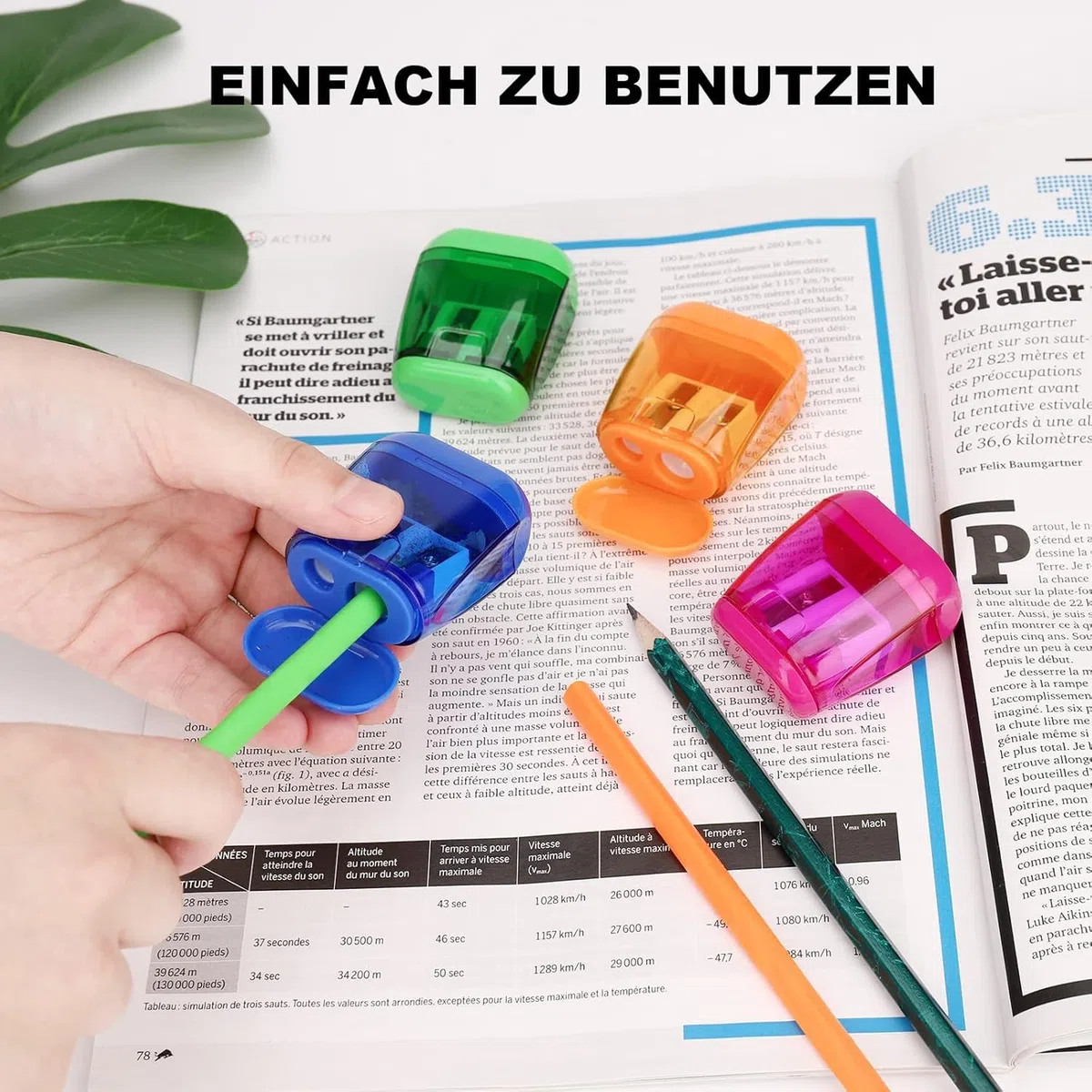 Catelves Anspitzer mit Behälter 4 Stück, Doppelspitzer Bleistiftspitzer mit 2 Löchern, Spitzer für Buntstifte, Farbstifte, Wachsmalstifte, Schule, Büro, Federmäppchen, Bunt, Klein und Tragbar