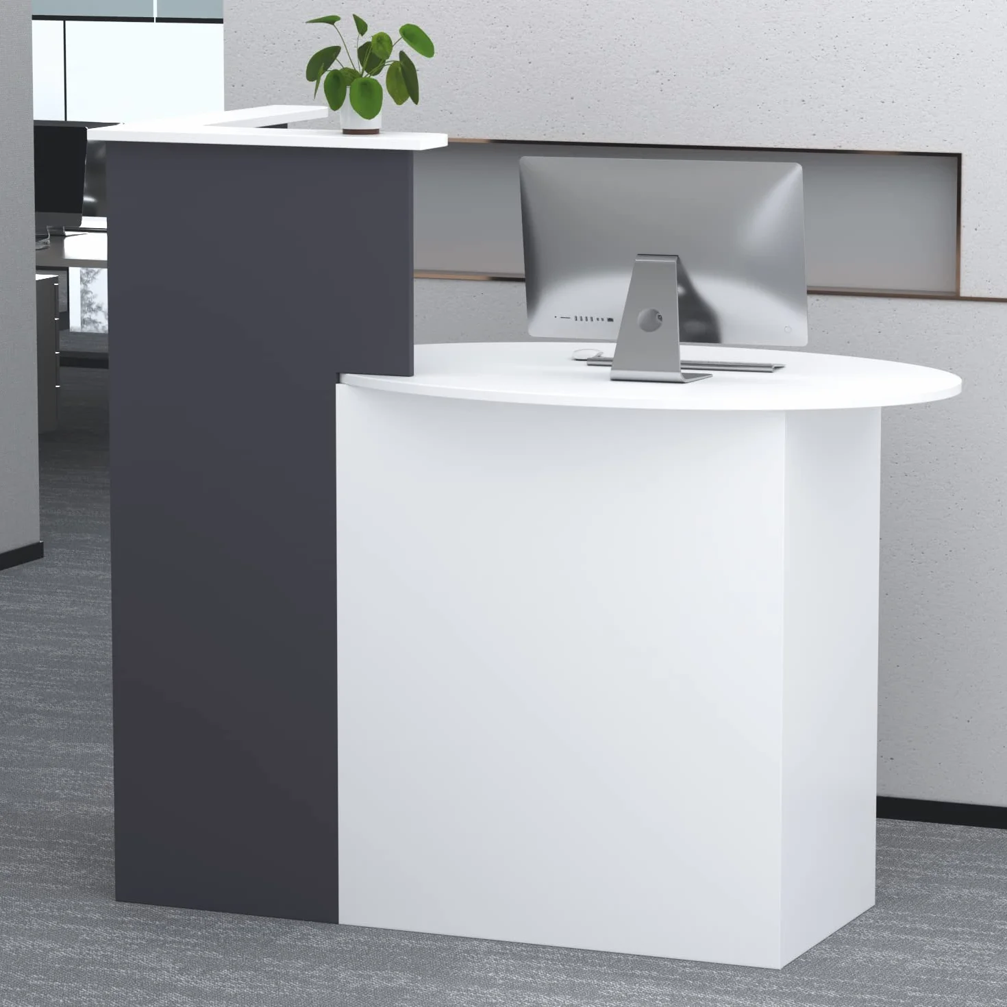 Rezeptionstheken, Rezeptionstresen, Empfangstheken, Empfangstresen, Rezeption Büromöbel, Rezeption Schreibtisch, Rezeptionstheke, Weiß und Schwarz, MDF, 40x121x110cm