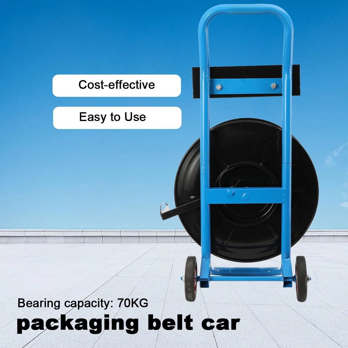 Abrollwagen Umreifungswagen für PP PET Polyesterfaserband Umreifungsbänder Umreifungsgerät, Fahrbarer Abroller Verpackungsriemenwagen für Kerndurchmesser 203 mm, Max Load 70Kg