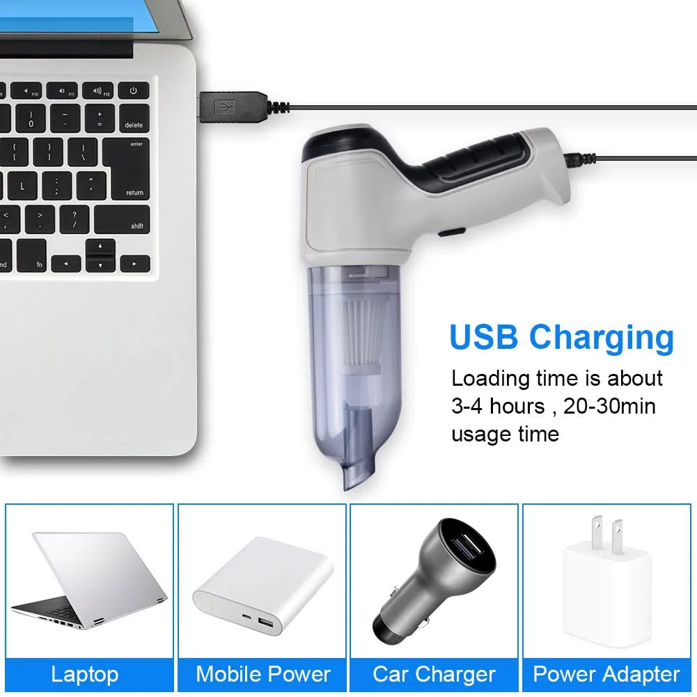 SUITU Handstaubsauger Akku Autostaubsauger,3 in 1 Handstaubsauger Akku Hand Stark Mini Staubsauger Auto Kabellos,USB aufladbar Tragbar Leicht Handsauger für Tisch Tastatur PC