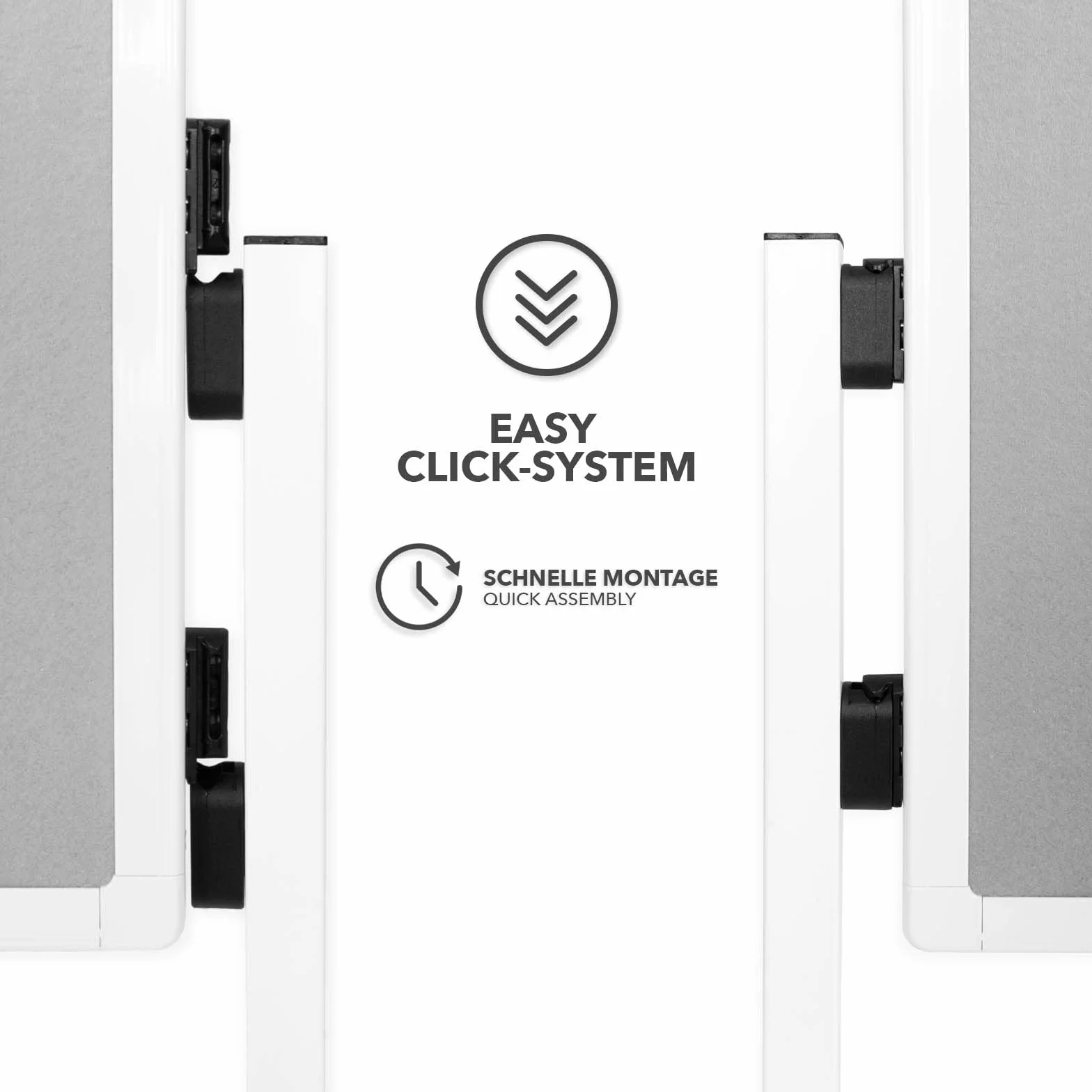 Master of Boards Moderationstafel Filz - Pinntafel für Projektarbeit und Meetings doppelseitig benutzbar - Mobiles Pinnboard mit Rollen - Höhe: 185 cm ausziehbar bis 200cm Breite 120cm - Farbe Grau