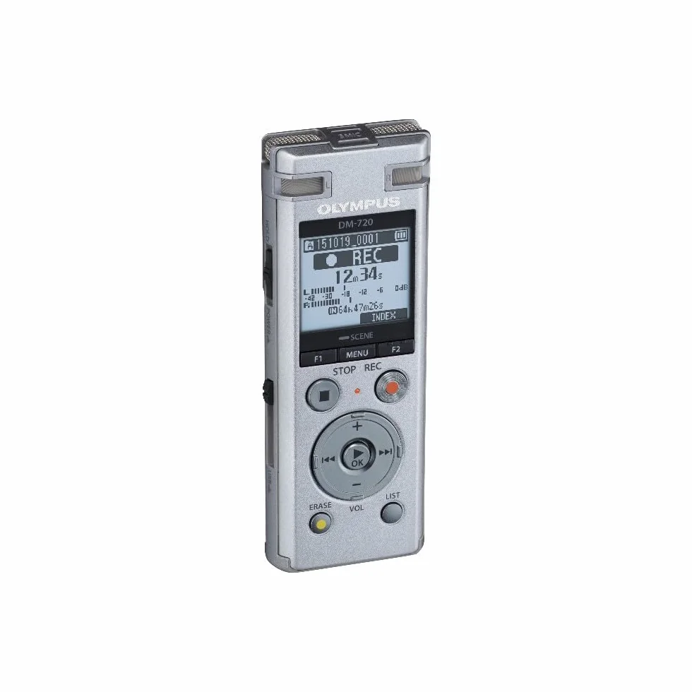 Olympus DM-720 hochwertiges digitales Diktiergerät mit TRESMIC, fortschrittlicher Wiedergabe, direktem USB, Zoom-Mikrofon, intelligentem Auto-Modus, Noise Cancel, Transkriptionsmodus und 4 GB Speicher