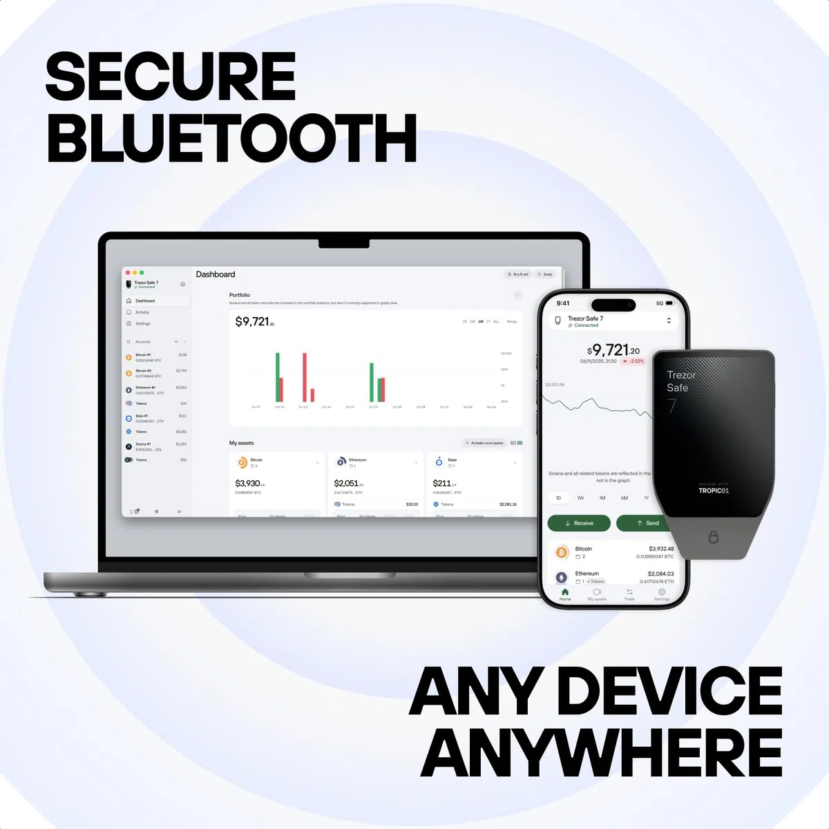 Trezor Safe 7 – Krypto-Hardware-Wallet mit Bluetooth, Farb-Touchscreen, Transparentem Secure Element, Quantum-Ready (Obsidian Green)