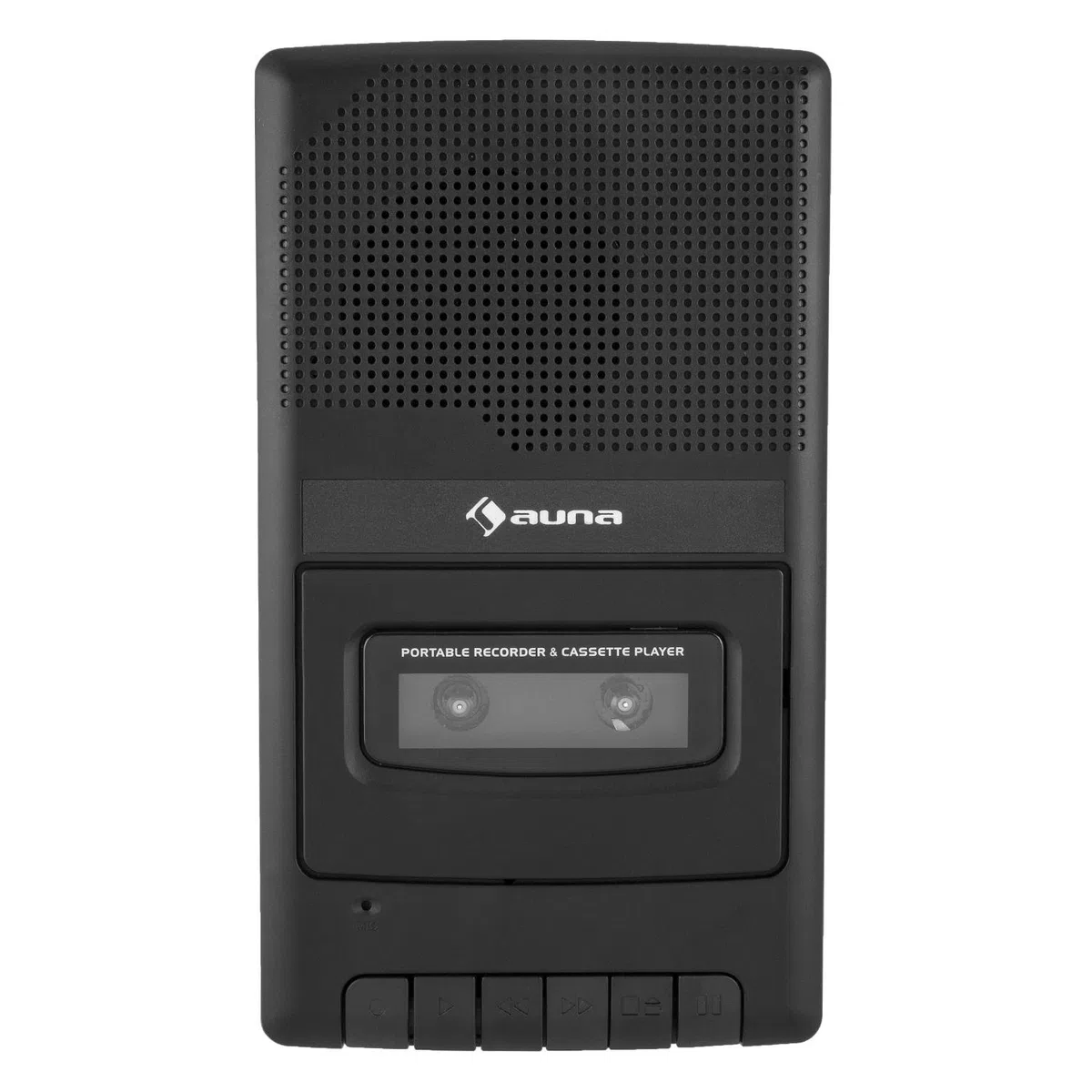 auna RQ-132 - Kassettenrekorder, Tonbandgerät, Diktiergerät, Tape Recorder, verbauter Lautsprecher, automatische Abschaltung, Mikrofon & Kopfhöreranschluss, Netz und Batteriebetrieb, schwarz