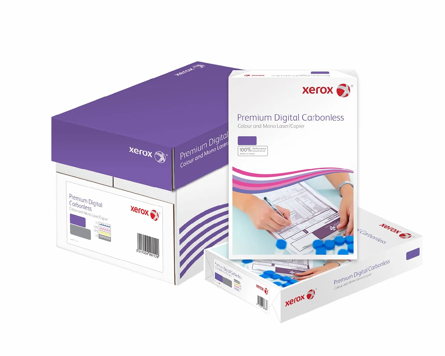 Xerox 003R99105 Premium Digital Selbstdurchschreibepapier, 2 fach-Satz, vorsortiert Karton mit 5 Pack, weiß/gelb