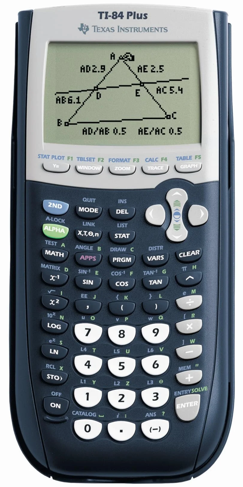Texas Instruments TI-84 Plus Graphikrechner (8-zeilige Anzeige, Speicher, 2D-Ansichten) Dunkelblau