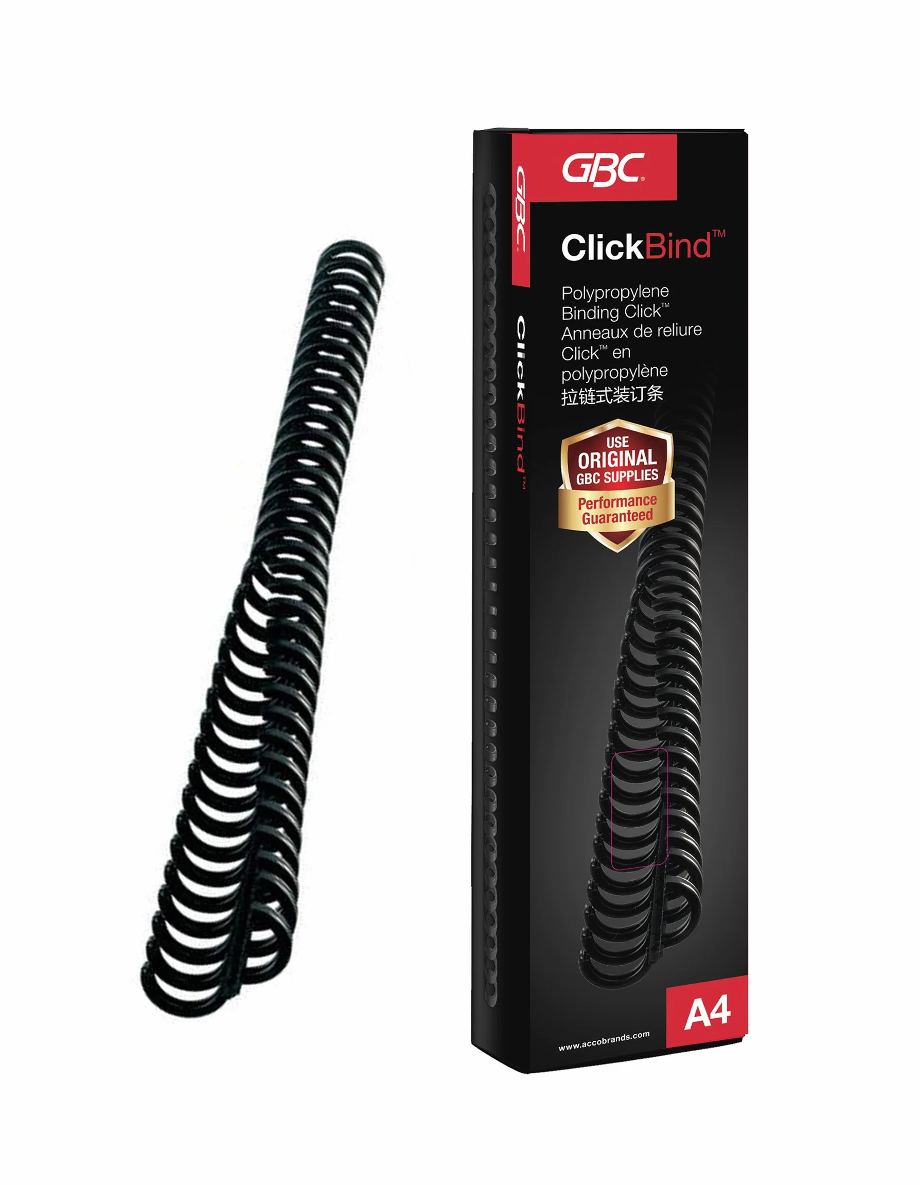 GBC 627254 Clickman Bindegerät & GBC 388019E ClickBind Binderücken, 8 mm, 45 Blatt Kapazität, A4, Ring 34, schwarz, 50 er pack