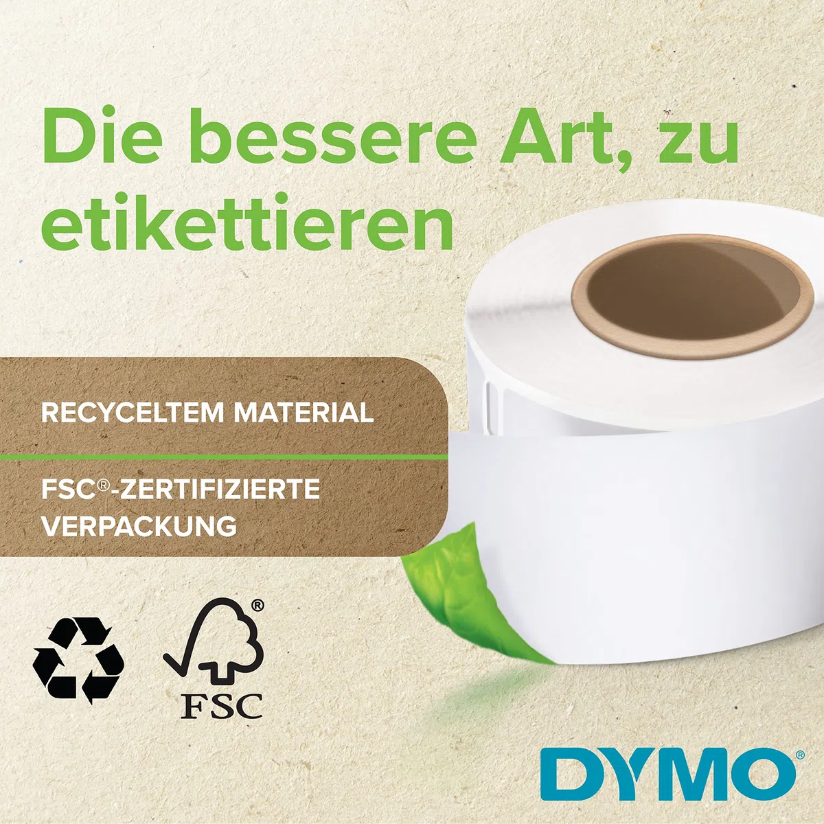 DYMO Original LabelWriter Hochleistungs-Etiketten | 32 mm x 57 mm | weißes Kunststoff-Etikett | Rolle mit 800 Etiketten | für LabelWriter-Beschriftungsgerät
