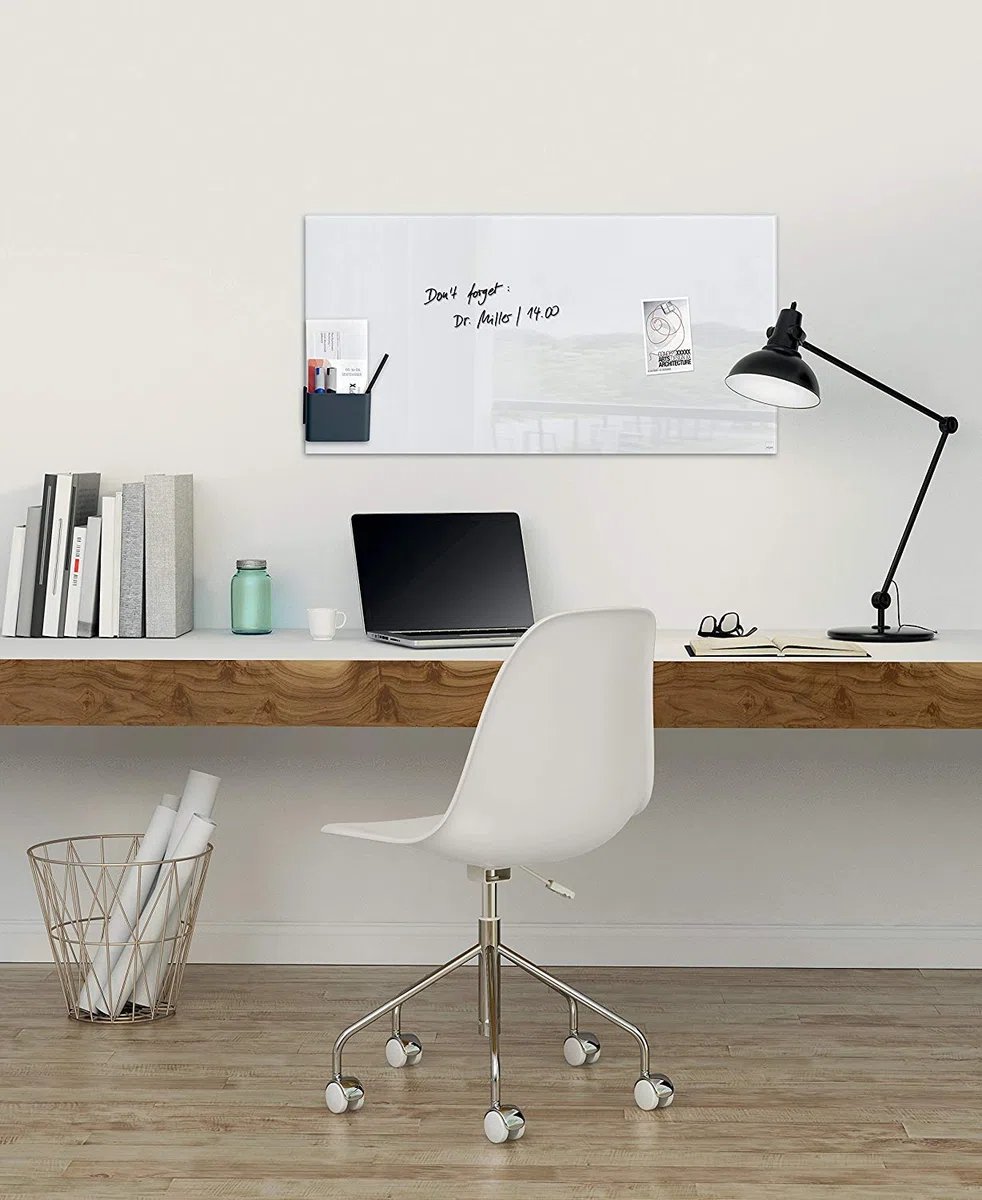 SIGEL GL131 Premium Glas-Magnettafel 78 x 48 cm super-weiß hochglänzend, SGS geprüft, einfache Montage, incl. 3 starke Magnete, für Büro, Schule & Wohnung, Artverum