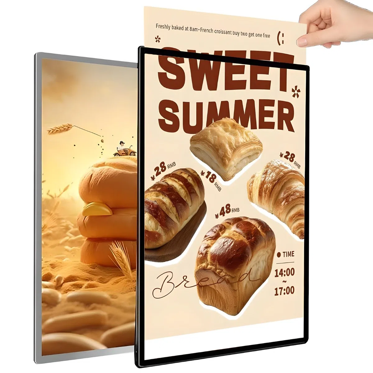 Wandmontierte LED -Leuchtkasten, LED -Poster -Menü Frame Montiert Werbeanzeige Rahmen, Ultra - Slim Temperedglas Beleuchtetes Menü -Board für Restaurants, Bars, Geschäfte, Cafés Black 30 * 120cm